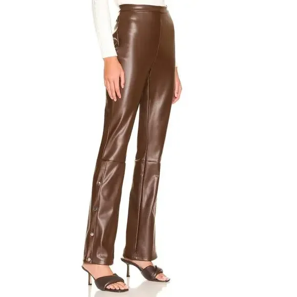 Superdown Paloma Brown Vegan Leather Pant NWT Size XS